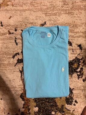 Polo by Ralph Lauren Light Blue Crew Neck T-Shirt with Embroidered Pony